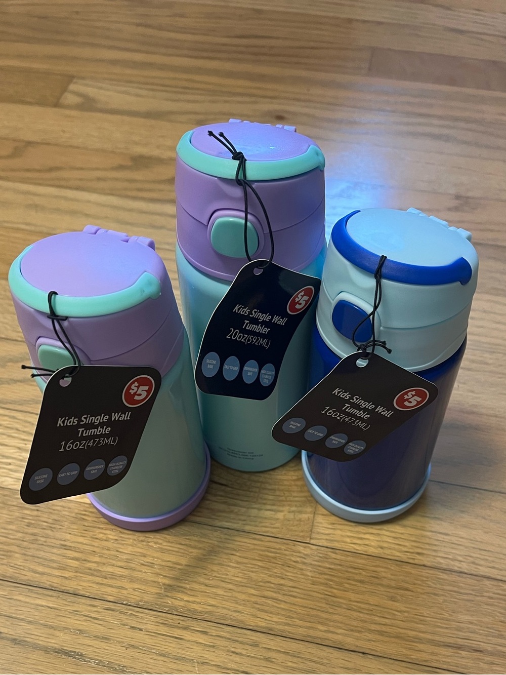 Kids Single Wall Tumbler Set - Purple, Mint, Blue